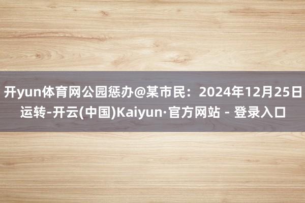 开yun体育网公园惩办@某市民：2024年12月25日运转-开云(中国)Kaiyun·官方网站 - 登录入口