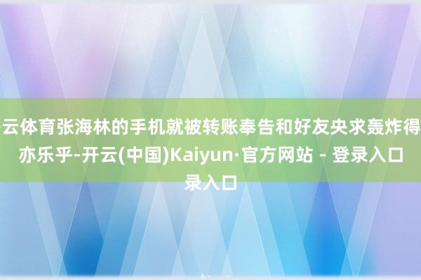 开云体育张海林的手机就被转账奉告和好友央求轰炸得不亦乐乎-开云(中国)Kaiyun·官方网站 - 登录入口