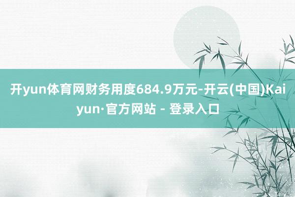 开yun体育网财务用度684.9万元-开云(中国)Kaiyun·官方网站 - 登录入口