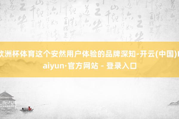欧洲杯体育这个安然用户体验的品牌深知-开云(中国)Kaiyun·官方网站 - 登录入口