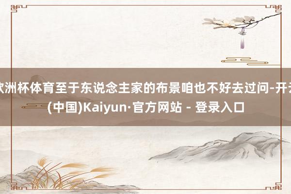 欧洲杯体育至于东说念主家的布景咱也不好去过问-开云(中国)Kaiyun·官方网站 - 登录入口